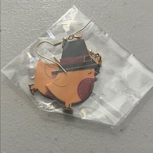 Festive Turkey Earrings with Hat